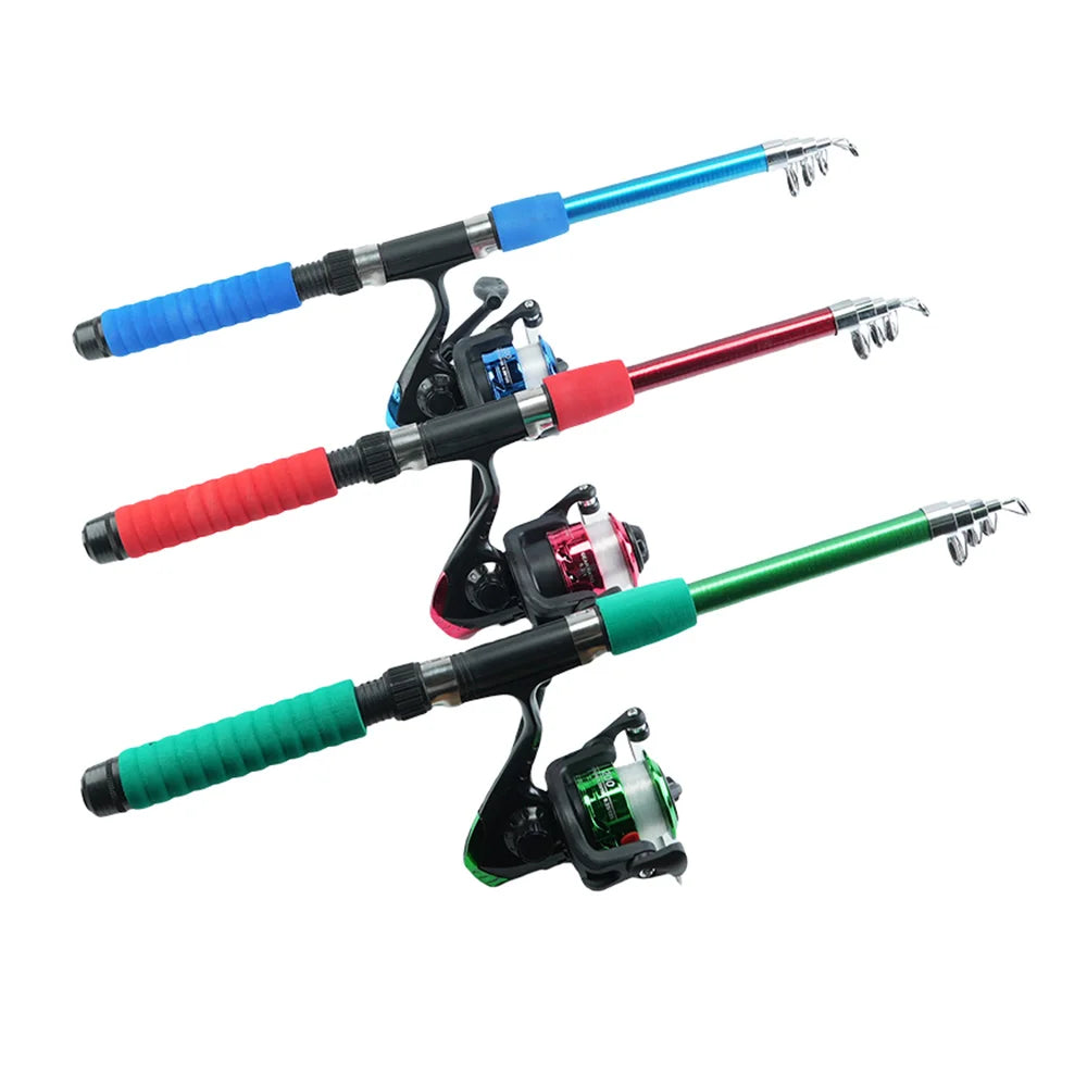 Fishing Pole Set Full Kits With Telescopic Fishing Rod And Spinning Reel Baits Hooks Travel Pole Set
