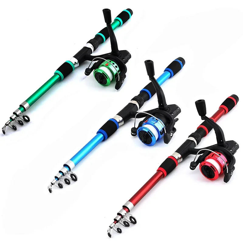 Children's Fishing Rod with Telescopic Fishing Rod and Rotating Reel Bait Hook Travel Rod