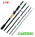 Casting Spinning Lure Fishing Rod Solid ML Tip 1.8/2.1m Ultralight Trout Jigging Pole 4/5 Sections Pesca