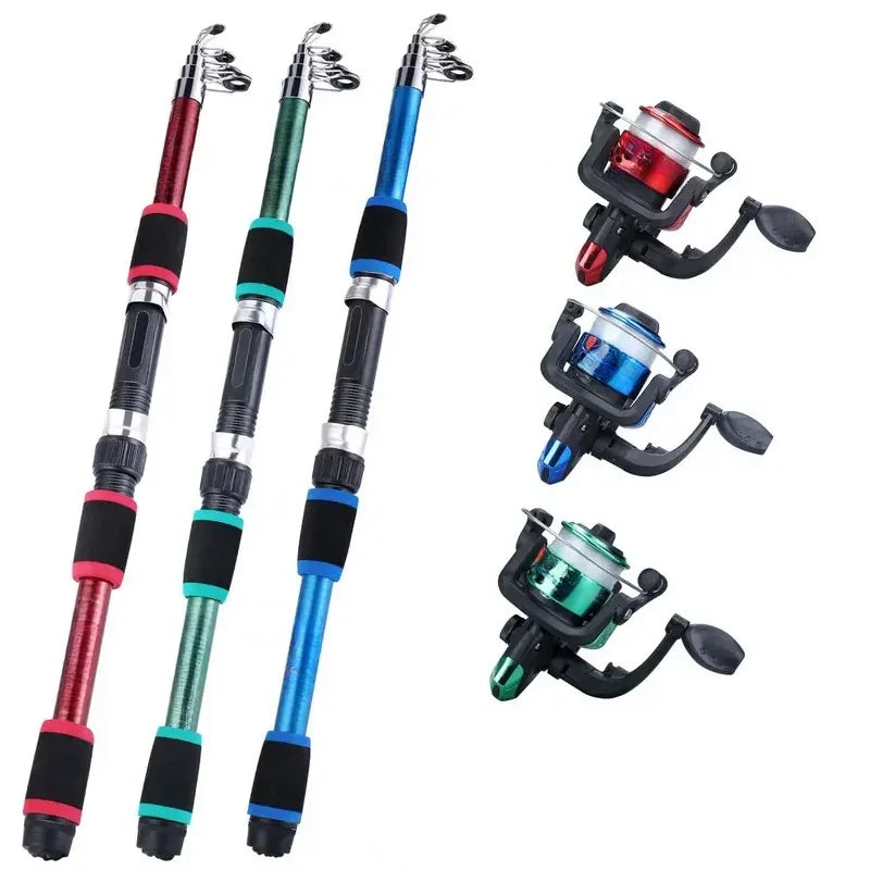 Children's Fishing Rod with Telescopic Fishing Rod and Rotating Reel Bait Hook Travel Rod