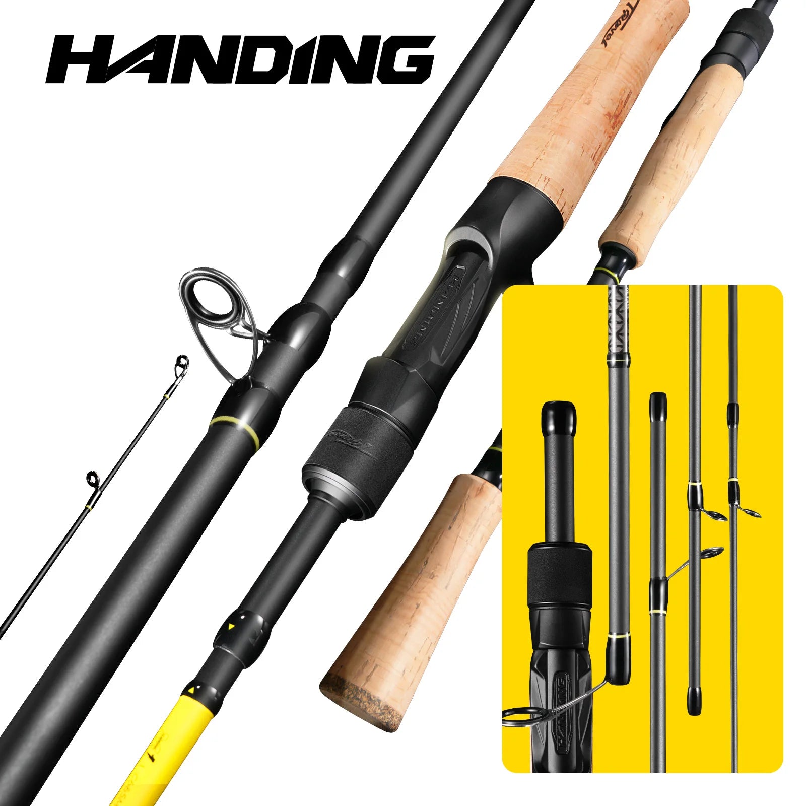 HANDING 40-43cm Travel Fishing Rod 5-6 Sections Seaguide Guide Ring Portable and Protective Rod for Trip Fast Action Fishing Rod