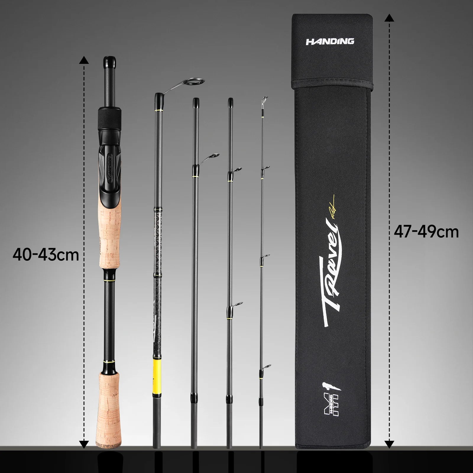 HANDING 40-43cm Travel Fishing Rod 5-6 Sections Seaguide Guide Ring Portable and Protective Rod for Trip Fast Action Fishing Rod