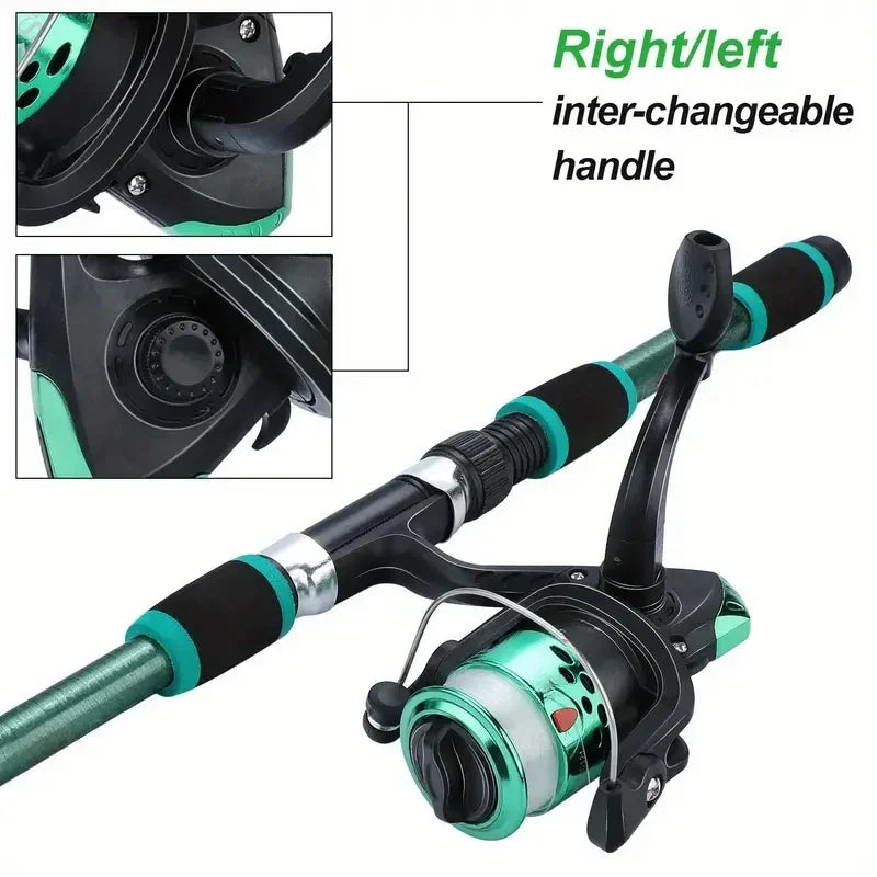 Children's Fishing Rod with Telescopic Fishing Rod and Rotating Reel Bait Hook Travel Rod
